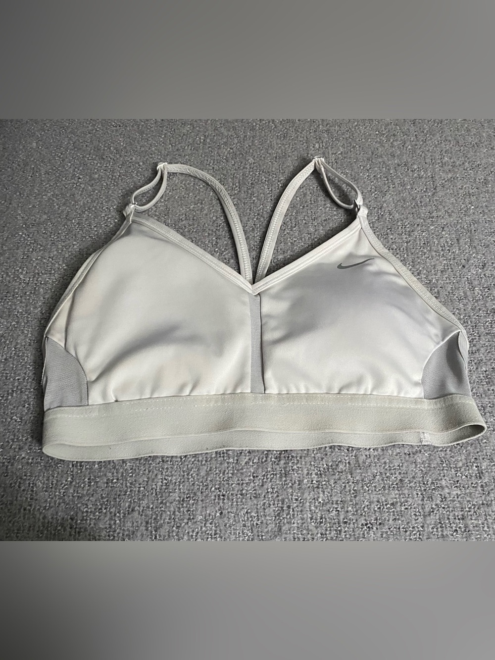 Nike Light Gray Strappy V-Neck Sports Bra